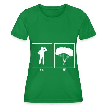 You - Me - Paragliding Hobby Vector - Women's Functional T-Shirt - kelly green - Front - AI Model Female 172 dark (172cm)