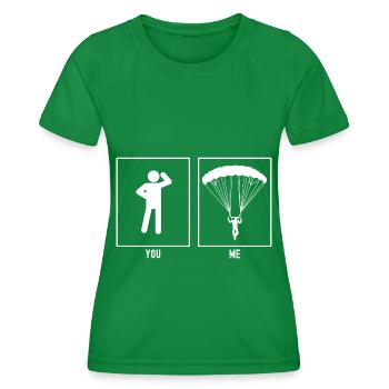 You - Me - Paragliding Hobby - Women's Functional T-Shirt - kelly green - Front - AI Model Female 172 dark (172cm)