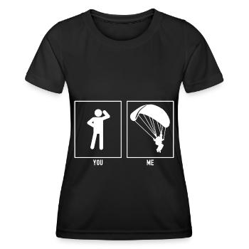 Du - Ich - Gleitschirmfliegen Cartoon - Frauen Funktions-T-Shirt - Schwarz - Vorne - AI Model Female 172 light (172cm)
