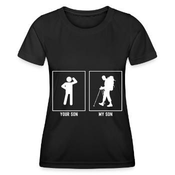 Votre fils - Mon fils - Randonnée en solo - T-shirt sport Femme - noir - Devant - AI Model Female 172 light (172cm)