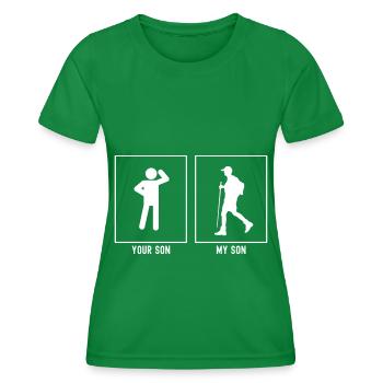 Ton fils - Mon fils - Wandering Man Links - T-shirt sport Femme - vert - Devant - AI Model Female 172 dark (172cm)