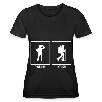 Votre fils - Mon fils - Randonnée pédestre - T-shirt sport Femme - noir - Devant - AI Model Female 172 light (172cm)