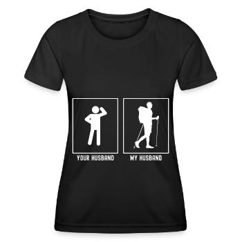 Votre mari - Mon mari - randonnée lente - T-shirt sport Femme - noir - Devant - AI Model Female 172 light (172cm)