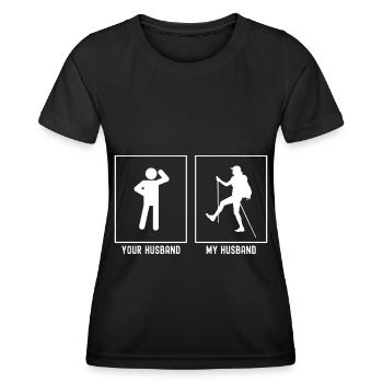Ihr Ehemann - Mein Ehemann - Wandern Spaß - Frauen Funktions-T-Shirt - Schwarz - Vorne - AI Model Female 172 light (172cm)