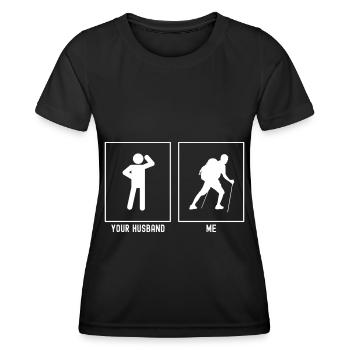 Votre mari - I - Randonnée difficile - T-shirt sport Femme - noir - Devant - AI Model Female 172 light (172cm)