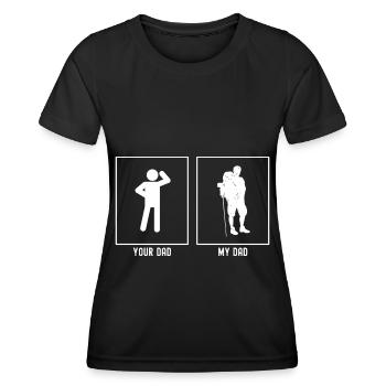 Dein Vater - Mein Vater - Wandern Posed - Frauen Funktions-T-Shirt - Schwarz - Vorne - AI Model Female 172 light (172cm)