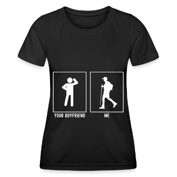 Dein Freund - Ich - Wandern nach links - Frauen Funktions-T-Shirt - Schwarz - Vorne - AI Model Female 172 light (172cm)