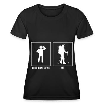 Dein Freund - Ich - Wandernd Rechts - Frauen Funktions-T-Shirt - Schwarz - Vorne - AI Model Female 172 light (172cm)