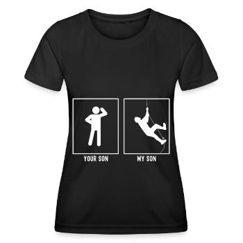 Dein Sohn - Mein Sohn - Wandklettern - Frauen Funktions-T-Shirt - Schwarz - Vorne - AI Model Female 172 light (172cm)