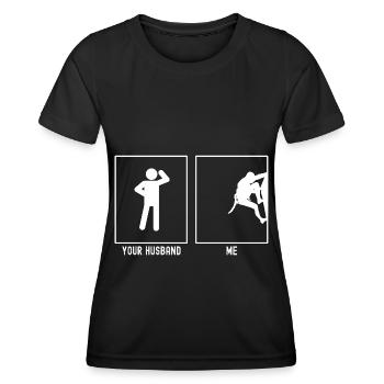 Votre mari - moi - page d’escalade - T-shirt sport Femme - noir - Devant - AI Model Female 172 light (172cm)