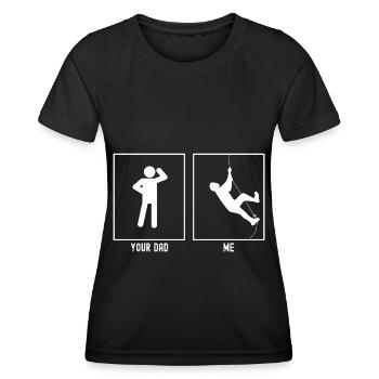 Dein Vater - Ich - Klettern am Seil - Frauen Funktions-T-Shirt - Schwarz - Vorne - AI Model Female 172 light (172cm)