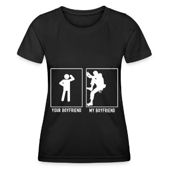 Votre ami - Mon ami - Professionnel de l’escalade - T-shirt sport Femme - noir - Devant - AI Model Female 172 light (172cm)