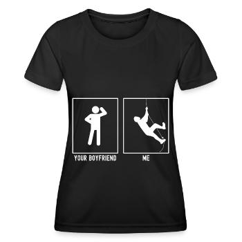 Your friend - me - Climbing the wall - Women's Functional T-Shirt - black - Front - AI Model Female 172 light (172cm)