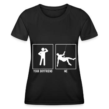 Your friend - me - climbing abseiling hanging - Women's Functional T-Shirt - black - Front - AI Model Female 172 light (172cm)