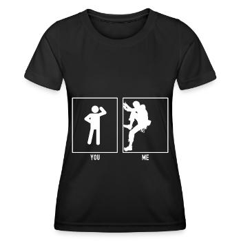 Du - Ich - Klettern Links - Frauen Funktions-T-Shirt - Schwarz - Vorne - AI Model Female 172 light (172cm)