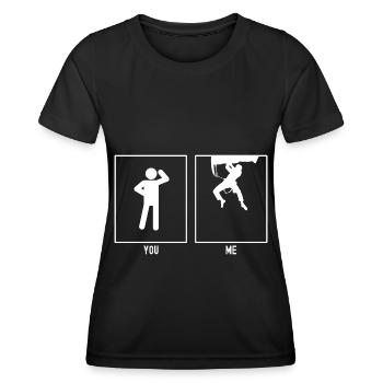 Du - Ich - Klettern Extrem - Frauen Funktions-T-Shirt - Schwarz - Vorne - AI Model Female 172 light (172cm)