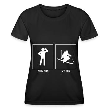 Votre fils - Mon fils - Ski Activité professionnelle - T-shirt sport Femme - noir - Devant - AI Model Female 172 light (172cm)