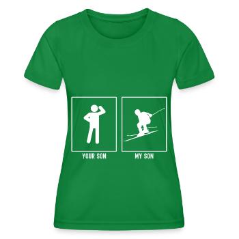 Your son - My son - Skiing man - Women's Functional T-Shirt - kelly green - Front - AI Model Female 172 dark (172cm)