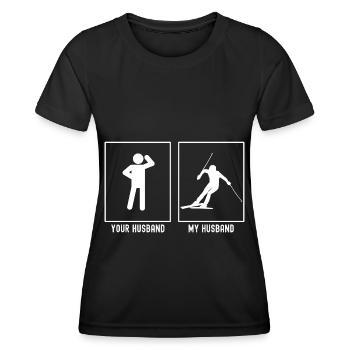 Votre mari - Mon mari - Expert en ski - T-shirt sport Femme - noir - Devant - AI Model Female 172 light (172cm)