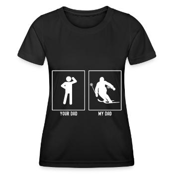 Dein Vater - Mein Vater - Skifahren Drehen - Frauen Funktions-T-Shirt - Schwarz - Vorne - AI Model Female 172 light (172cm)
