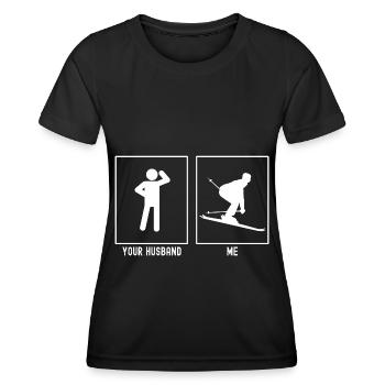 Votre mari - moi - ski amateur - T-shirt sport Femme - noir - Devant - AI Model Female 172 light (172cm)