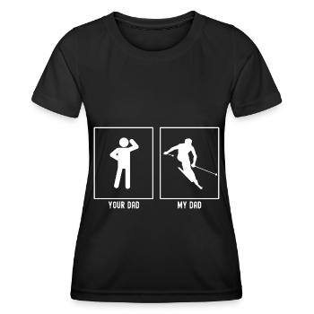 Your Father - My Father - Skiing Player Drawing - Women's Functional T-Shirt - black - Front - AI Model Female 172 light (172cm)