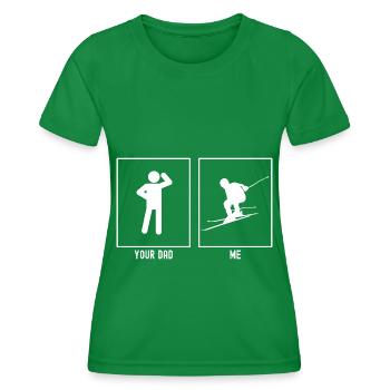Your father - me - skiing downhill - Women's Functional T-Shirt - kelly green - Front - AI Model Female 172 dark (172cm)