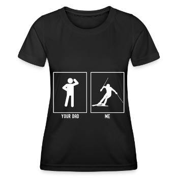 Your father - me - Ski racing - Women's Functional T-Shirt - black - Front - AI Model Female 172 light (172cm)