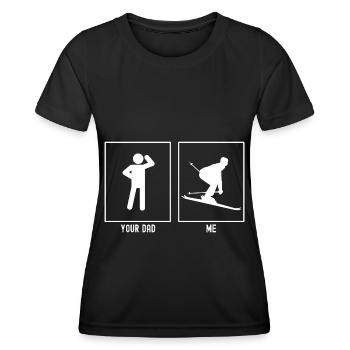 Dein Vater - Ich - Ausgewogenes Skifahren - Frauen Funktions-T-Shirt - Schwarz - Vorne - AI Model Female 172 light (172cm)