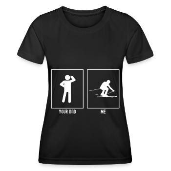 Dein Vater - Ich - Skihocke - Frauen Funktions-T-Shirt - Schwarz - Vorne - AI Model Female 172 light (172cm)