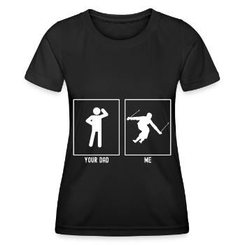 Ton père - moi - Ski alpin rapide - T-shirt sport Femme - noir - Devant - AI Model Female 172 light (172cm)