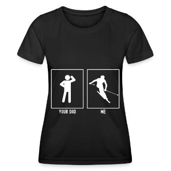 Dein Vater - Ich - Cooles Skifahren - Frauen Funktions-T-Shirt - Schwarz - Vorne - AI Model Female 172 light (172cm)