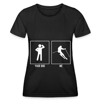 Ton père - moi - ski alpin - T-shirt sport Femme - noir - Devant - AI Model Female 172 light (172cm)