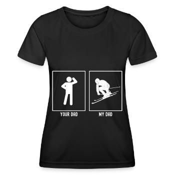 Ton père - Mon père - Ski Descente à gauche - T-shirt sport Femme - noir - Devant - AI Model Female 172 light (172cm)
