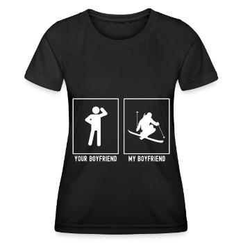 Ihr Freund - Mein Freund - Skifahren im Wettkampf - Frauen Funktions-T-Shirt - Schwarz - Vorne - AI Model Female 172 light (172cm)