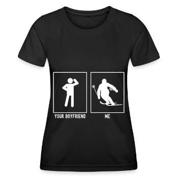Ihr Freund - Ich - Skifahren Kurve - Frauen Funktions-T-Shirt - Schwarz - Vorne - AI Model Female 172 light (172cm)