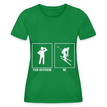 Your friend - me - skiing downhill stylized - Women's Functional T-Shirt - kelly green - Front - AI Model Female 172 dark (172cm)