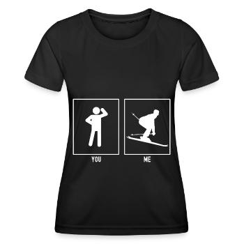 You - Me - Skiing Downhill Vector - Women's Functional T-Shirt - black - Front - AI Model Female 172 light (172cm)