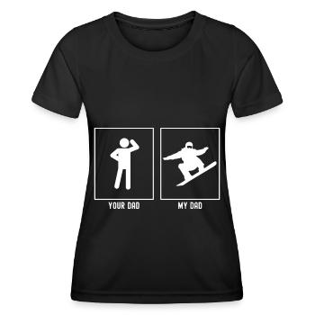 Dein Vater - Mein Vater - Snowboarding bergauf - Frauen Funktions-T-Shirt - Schwarz - Vorne - AI Model Female 172 light (172cm)