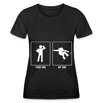 Ton père - Mon père - Snowboarding Jump Trick - T-shirt sport Femme - noir - Devant - AI Model Female 172 light (172cm)