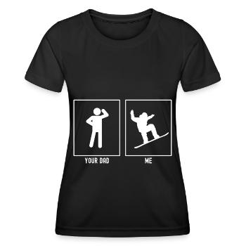 Dein Vater - Ich - Snowboarding Sprünge - Frauen Funktions-T-Shirt - Schwarz - Vorne - AI Model Female 172 light (172cm)