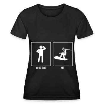 Ton père - Moi - Air Snowboarding - T-shirt sport Femme - noir - Devant - AI Model Female 172 light (172cm)