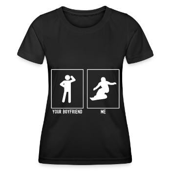 Dein Freund - Ich - Snowboarding Design - Frauen Funktions-T-Shirt - Schwarz - Vorne - AI Model Female 172 light (172cm)