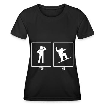 Du - Ich - Snowboarden bergauf Vektor - Frauen Funktions-T-Shirt - Schwarz - Vorne - AI Model Female 172 light (172cm)
