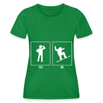 Du - Ich - Snowboarden bergauf Vektor - Frauen Funktions-T-Shirt - Kelly Green - Vorne - AI Model Female 172 dark (172cm)