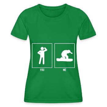 You - Me - Snowboarding Hobby Vector - Women's Functional T-Shirt - kelly green - Front - AI Model Female 172 dark (172cm)