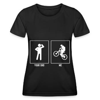 Your father - me - extreme mountain biking - Women's Functional T-Shirt - black - Front - AI Model Female 172 light (172cm)