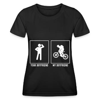Dein Freund - Mein Freund - Mountainbiking Kletter - Frauen Funktions-T-Shirt - Schwarz - Vorne - AI Model Female 172 light (172cm)