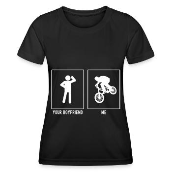 Dein Freund - Ich - Mountainbiking - Frauen Funktions-T-Shirt - Schwarz - Vorne - AI Model Female 172 light (172cm)