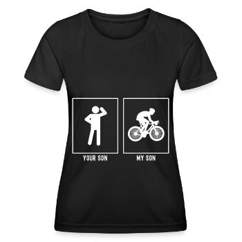 Your son - My son - cycling competitions - Women's Functional T-Shirt - black - Front - AI Model Female 172 light (172cm)